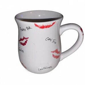 Vtg Mary Kay Lipstick Shades Coffee Cup Mug Lip Prints Kisses + Color Names